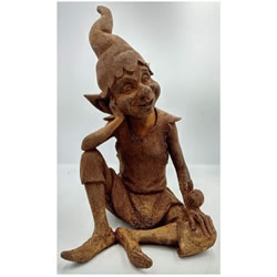 Extra image of Sitting Pixie Garden Ornament - Cold Cast Iron