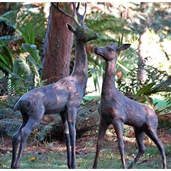 Extra image of Extra Large Pair of Bronzed Deer Garden Statues Cast from Aluminium