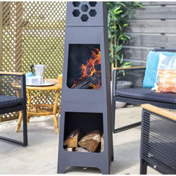 Extra image of Oxford Barbecues Honeycomb Chiminea With Wood Store