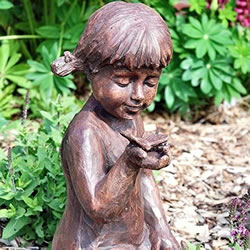 Extra image of Girl With Butterfly Resin Sculpture