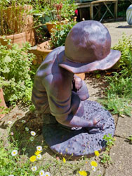 Extra image of Boy Playing with Frog Garden Ornament