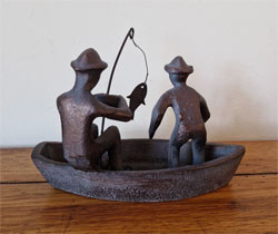 Extra image of Gone Fishing! Ornament Hand Cast in Aluminium with Antique Bronze Finish