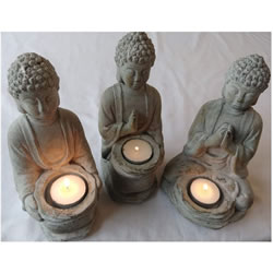 Small Image of Set of 3 Buddha Tealightholders