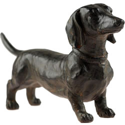 Small Image of Standing Dachshund Dog Ornament - Bronze Effect Colour - 26cm Tall