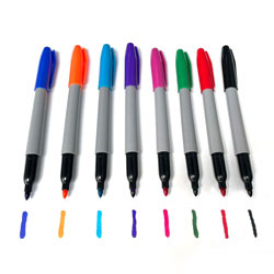 Image of 8 Mixed and Assorted Coloured Permanent Marker Pens