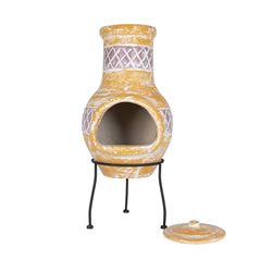 Extra image of Oxford Barbecues Sunset Yellow With Red Detail Clay Chiminea Patio Heater