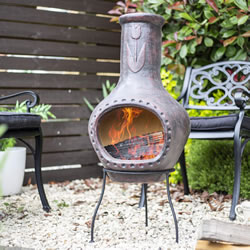 Small Image of Oxford Barbecues Tulip Dark Red Clay Chiminea Patio Heater