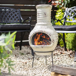 Small Image of Oxford Barbecues Vintage Mocha Clay Chiminea Patio Heater