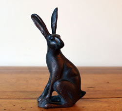 Extra image of Miniature Sitting Hare Garden Sculpture in Cast Aluminium