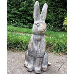 Extra image of Medium Hare Garden Sculpture - Stone Effect