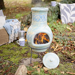 Small Image of Oxford Barbecues Marchum Lumbre Blue Chiminea Patio Heater