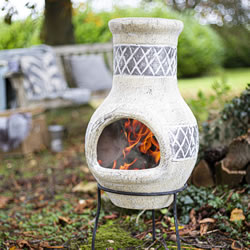 Extra image of Oxford Barbecues Radley Cream With Grey Detail Clay Chiminea Patio Heater