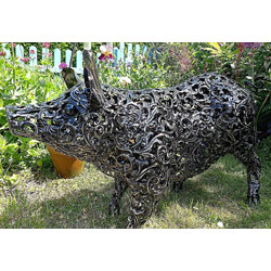 Extra image of Big Pig Decorative Filigree Metal Ornament, 60 x 90cm