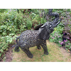 Extra image of Standing Filigree Metal Elephant Sculpture Garden Ornament - 1.2m (4ft)
