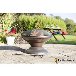 Small Image of La Hacienda Enamelled Firepit Patio Heater Bronze