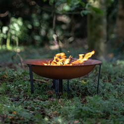 Small Image of Helston Oxidised Steel Firepit with Black Legs Patio Heater