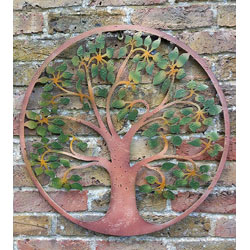 Small Image of Green Leaf Tree Of Life Metal Wall Art Screen