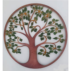 Extra image of Green Leaf Tree Of Life Metal Wall Art Screen