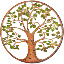 Extra image of Green Leaf Tree of Life Wall Art Plaque - 80cm Diameter