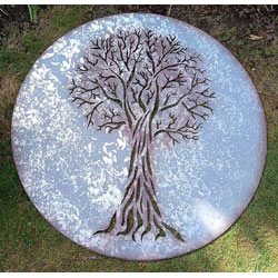 Extra image of Rustic Silvery Metal Tree Of Life Wall Art - 100cm Diameter