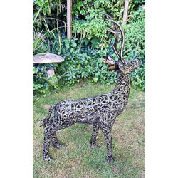 Extra image of Standing Filigree Metal Stag Garden Ornament - 1.2m (4ft)