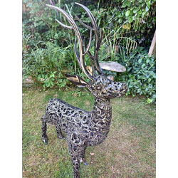 Extra image of Standing Filigree Metal Stag Garden Ornament - 1.2m (4ft)
