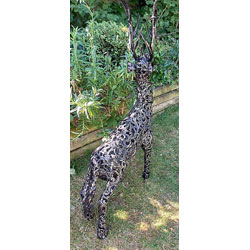 Extra image of Standing Filigree Metal Stag Garden Ornament - 1.2m (4ft)