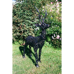 Image of Standing Filigree Metal Stag Garden Ornament - 1.2m (4ft)