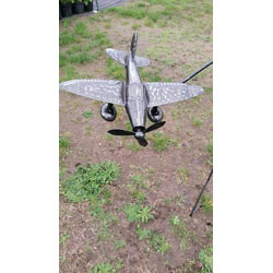 Extra image of 126cm tall Metal Plane Garden Border Stake Spinning Wind Art Ornament