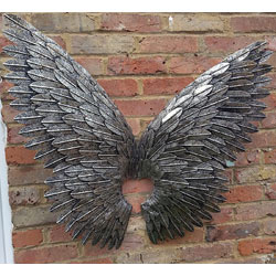 Extra image of Angel Wings Hinged Metal Wall Art Screen For Your Home Or Garden - 90cm Tall