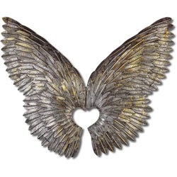 Extra image of Angel Wings Hinged Metal Wall Art Screen For Your Home Or Garden - 90cm Tall
