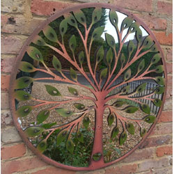Extra image of Green Leaf Tree Of Life Metal Framed Wall Mirror - 80cm Diameter