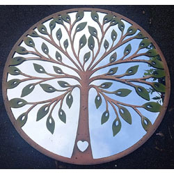 Extra image of Green Leaf Tree Of Life Metal Framed Wall Mirror - 80cm Diameter