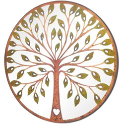 Extra image of Green Leaf Tree Of Life Metal Framed Wall Mirror - 80cm Diameter