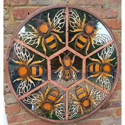 Small Image of Bees In Honeycomb Framed Wall Mirror For Your Home Or Garden - 80cm Diameter
