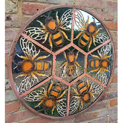 Extra image of Bees In Honeycomb Framed Wall Mirror For Your Home Or Garden - 80cm Diameter