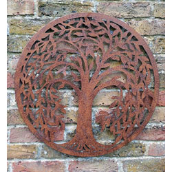 Small Image of Rustic Metal Weeping Willow Swirl Tree Of Life Wall Screen - 60cm Diameter