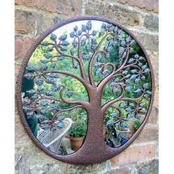 Small Image of Bronze And Green Leaf Tree Of Life Mirror