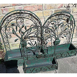Small Image of Set of 3 Metal Wall Planters, up to 68cm tall