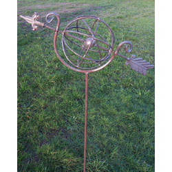 Extra image of Decorative Armillary Globe Border Stake In Sturdy Metal -150cm