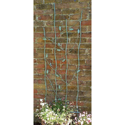 Small Image of Pair Of Verdigris Bird And Leaf Trellis Plant Support Panels