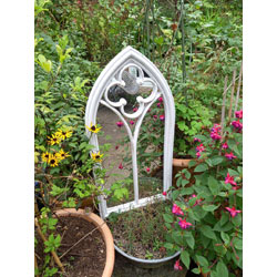 Small Image of Bexley Arched Mirror - Antique White Finish