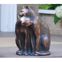 Small Image of Hand Finished Resin Model of Cats Nuzzling with Bronze Patina