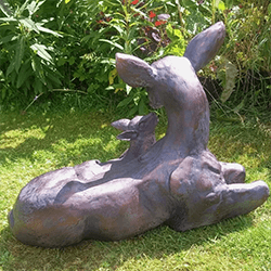 Extra image of Large Doe and Baby Fawn Resin Garden Sculpture