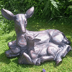 Extra image of Large Doe and Baby Fawn Resin Garden Sculpture