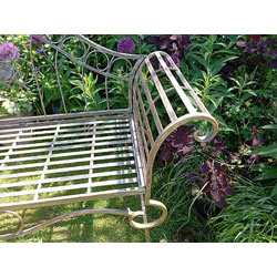 Extra image of Ornate Verdigris Metal Garden Bench, 93cm x 107cm