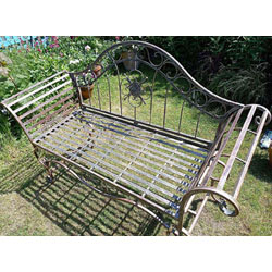 Extra image of Ornate Verdigris Metal Garden Bench, 93cm x 107cm