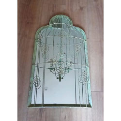Extra image of Curtis Caged Mirror Wall Art Plaque For Garden Indoors Or Outdoors - 71cm Tall