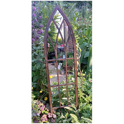Extra image of Metal Rustic Gothic Arch Slimline Mirror - 1m Tall