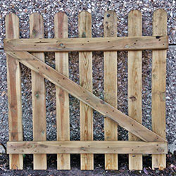 Extra image of Wooden Picket Garden Gate hand built with FSC tanalised treated wood - 90cm (3ft) tall x 90cm (3ft)